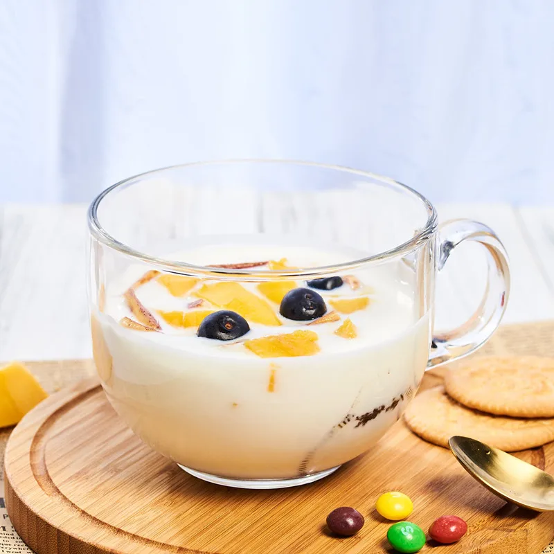 

450ml Glass Milk Tea Cup Large Breakfast Milk Flower Tea Cup Hot Selling Coffee Cup mugs coffee cups