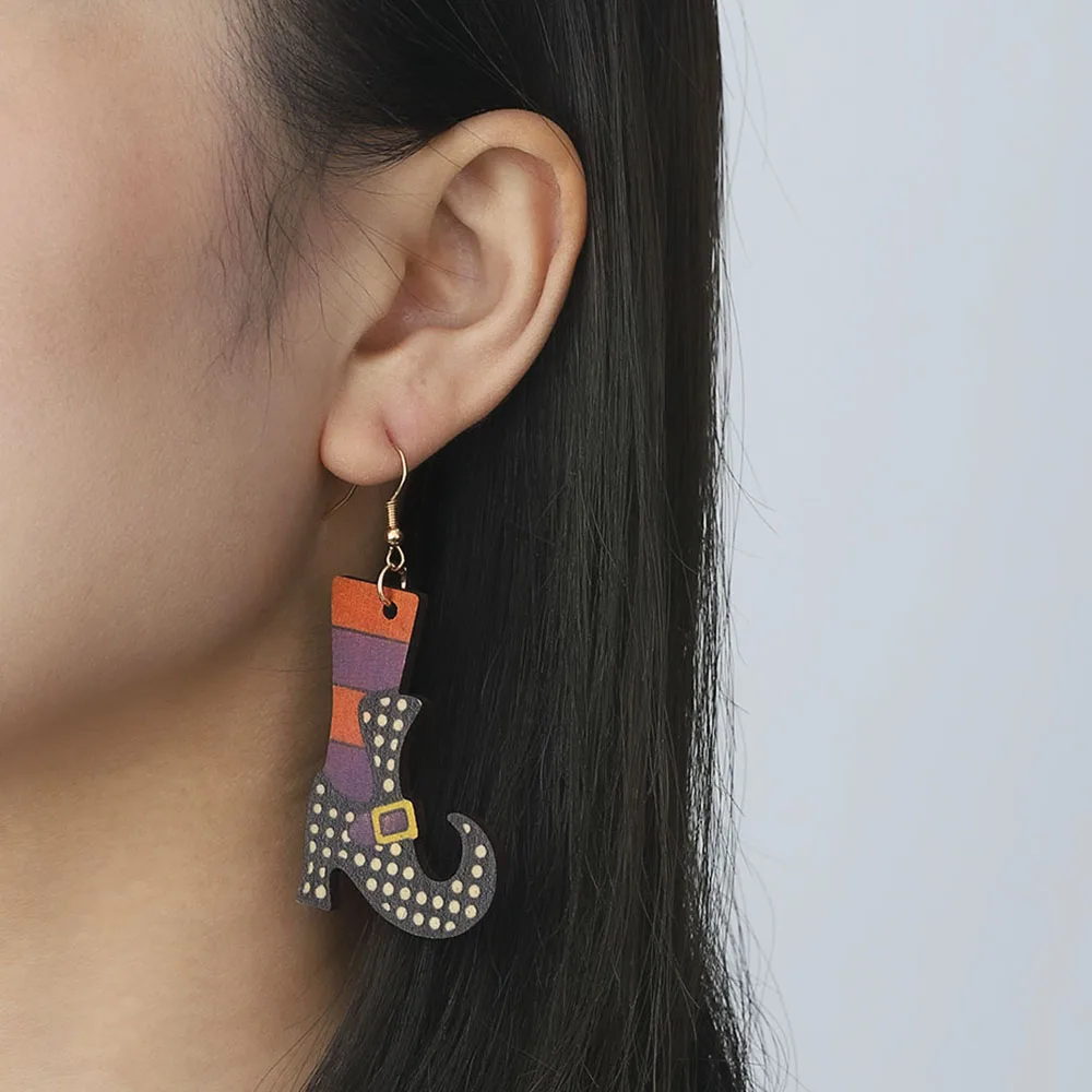 

Retro Style Witch Hat Pendant Earrings Women's Fashion High Heels Bohemian Jewelry Holiday Gift Jewelry