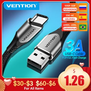 Кабель Vention USB Type-C для Huawei P40, 3 а, с поддержкой быстрой зарядки и передачи данных, для Xiaomi Redmi note 8