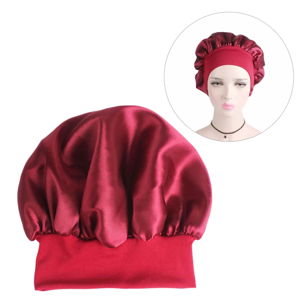 

Capsatin Bonnet Head Cover Sleeping Night Headwear Wrap Hair Hat Girl Slap Slouchy Silk Elastic Nightcap Chemo Loss Turban Salon