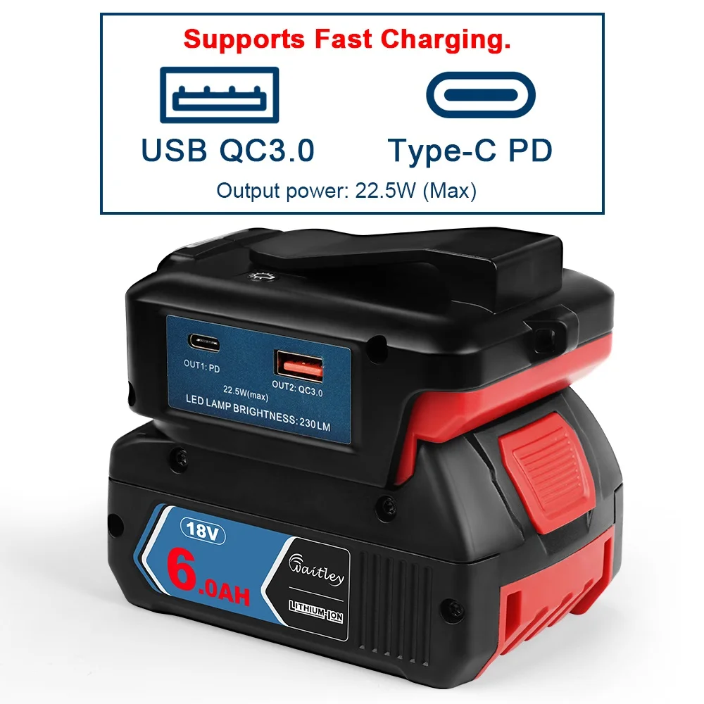 Фото Адаптер для вспышки для аккумулятора BOSCH 18 в с аналогичной лампой USB Type-C выход комплект внешнего аккумулятора удлинитель внешние аксессуары №2