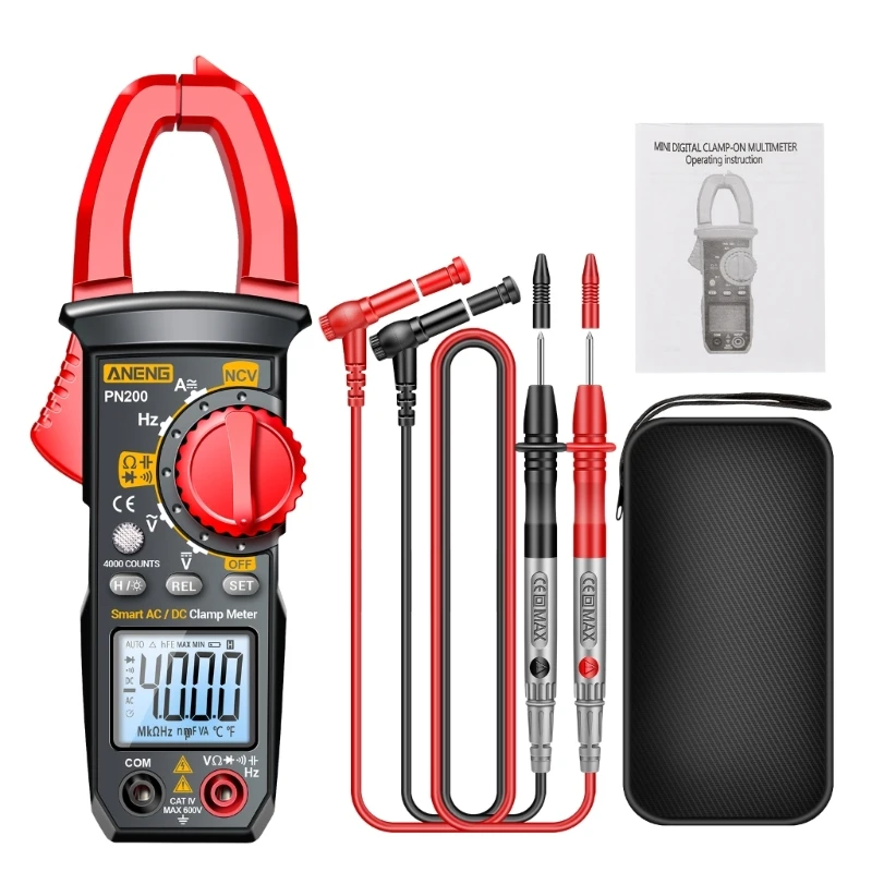 

Portable Digital Clamp Meter Multimeter 4000Counts Amp Voltage Tester Auto-ranging Measures Current Voltage Diodes NCV