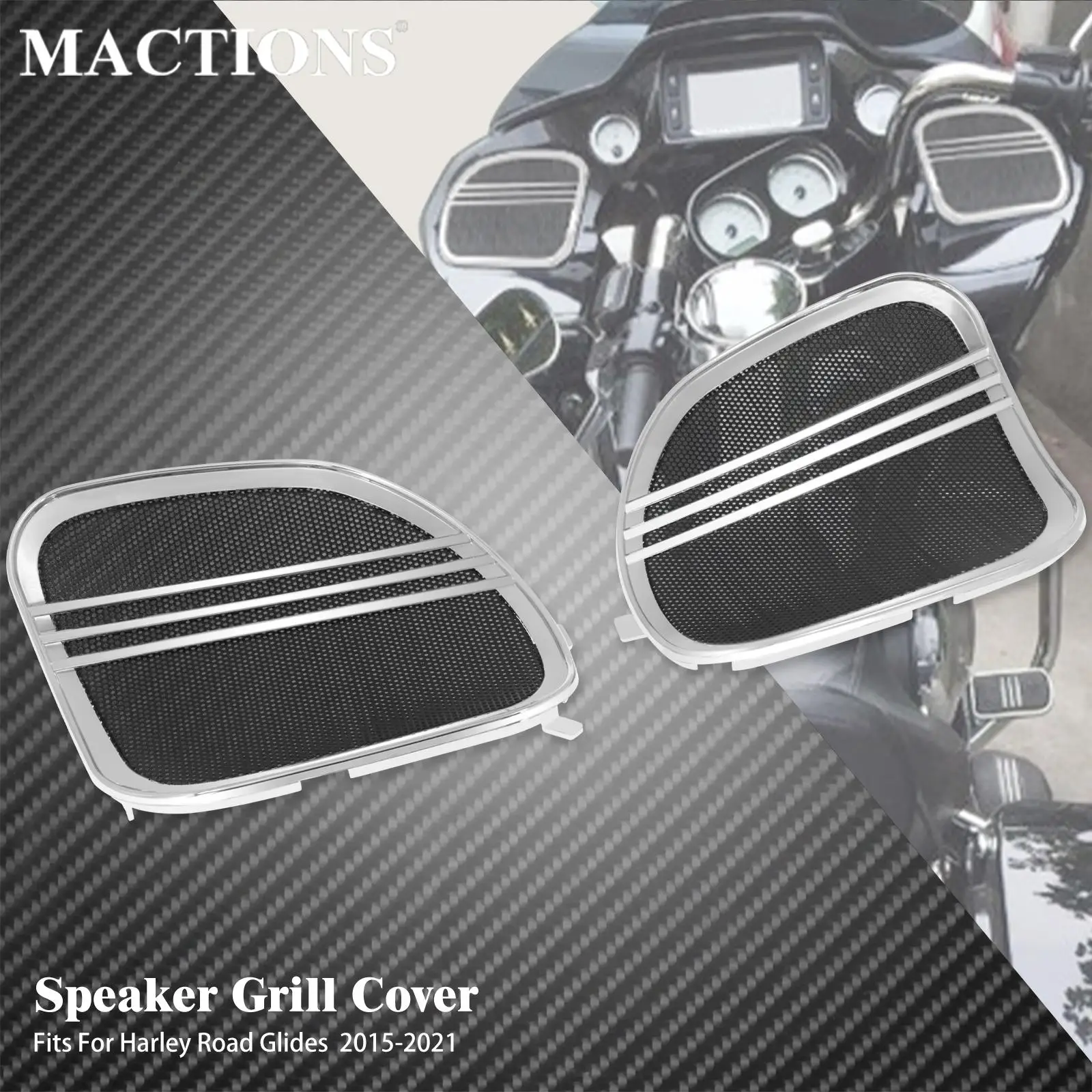 

Motorcycle Tri-Line Speaker Grill Horn Cover Chrome For Harley Touring Road Glide Special Ultra CVO FLTRX FLTRXS FLTRU 2015-2021