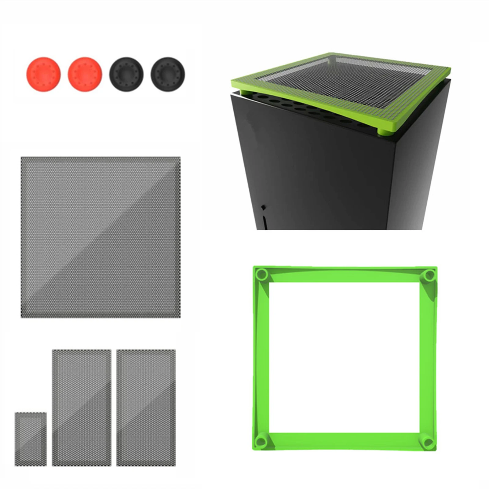 

Dust Proof Cover Mesh Filter For XboxSeriesX Console Multi-Function Cooling Bracket Protector Kit With Silicone Caps Accessories