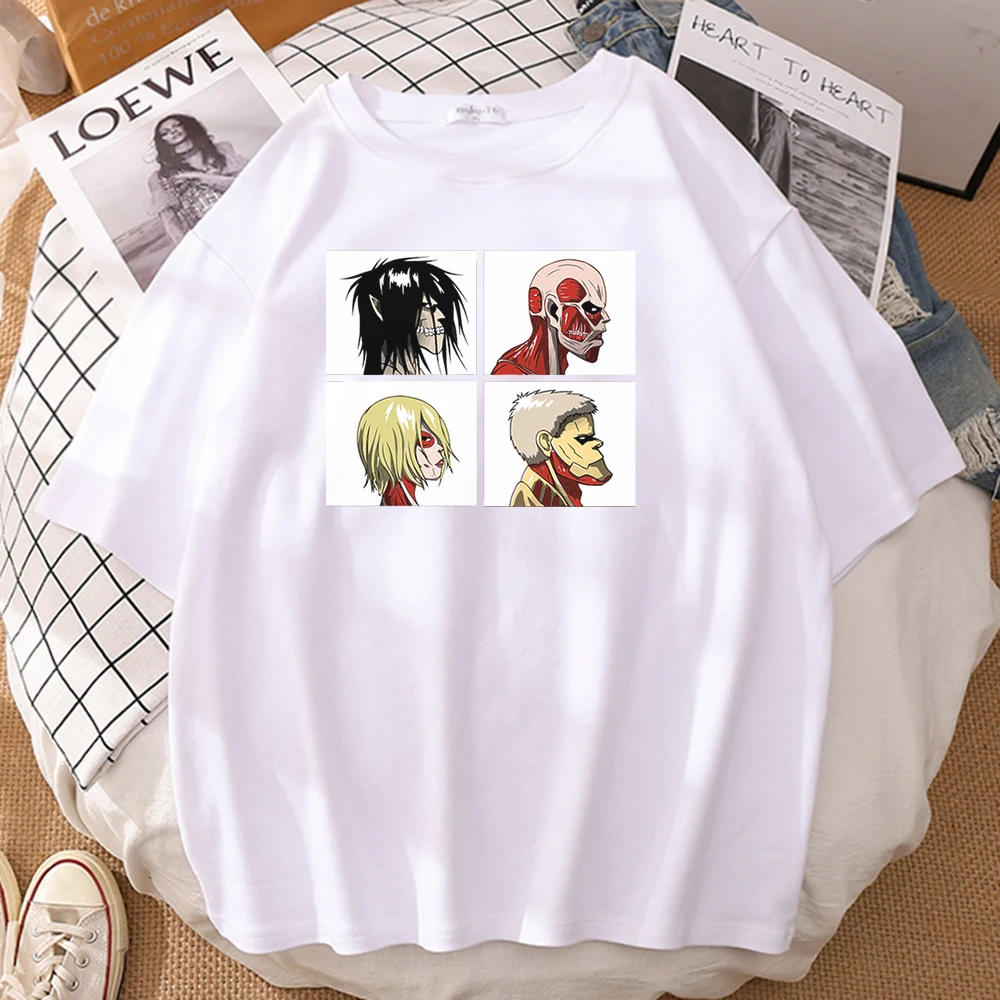 

Attack on Titan Anime Breathable T-shirts Women Comfortable Casual Short Sleeve Top Tee Fashion Creativity Crewneck Tee Shirt