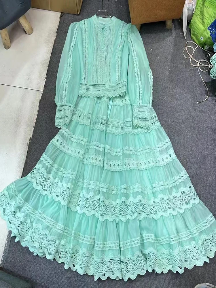 Весенняя женская новая кружевная рубашка с длинными рукавами в стиле ретро