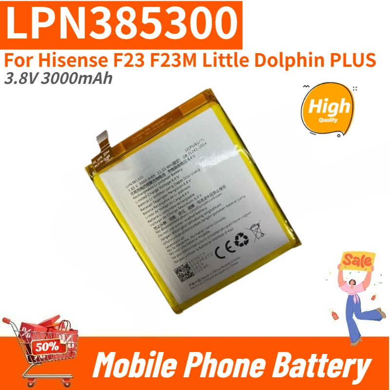 Фото Высококачественная аккумуляторная батарея LPN385300 3.8V 3000mAh для Hisense F23 F23M Little Dolphin PLUS, новая, на замену. №1