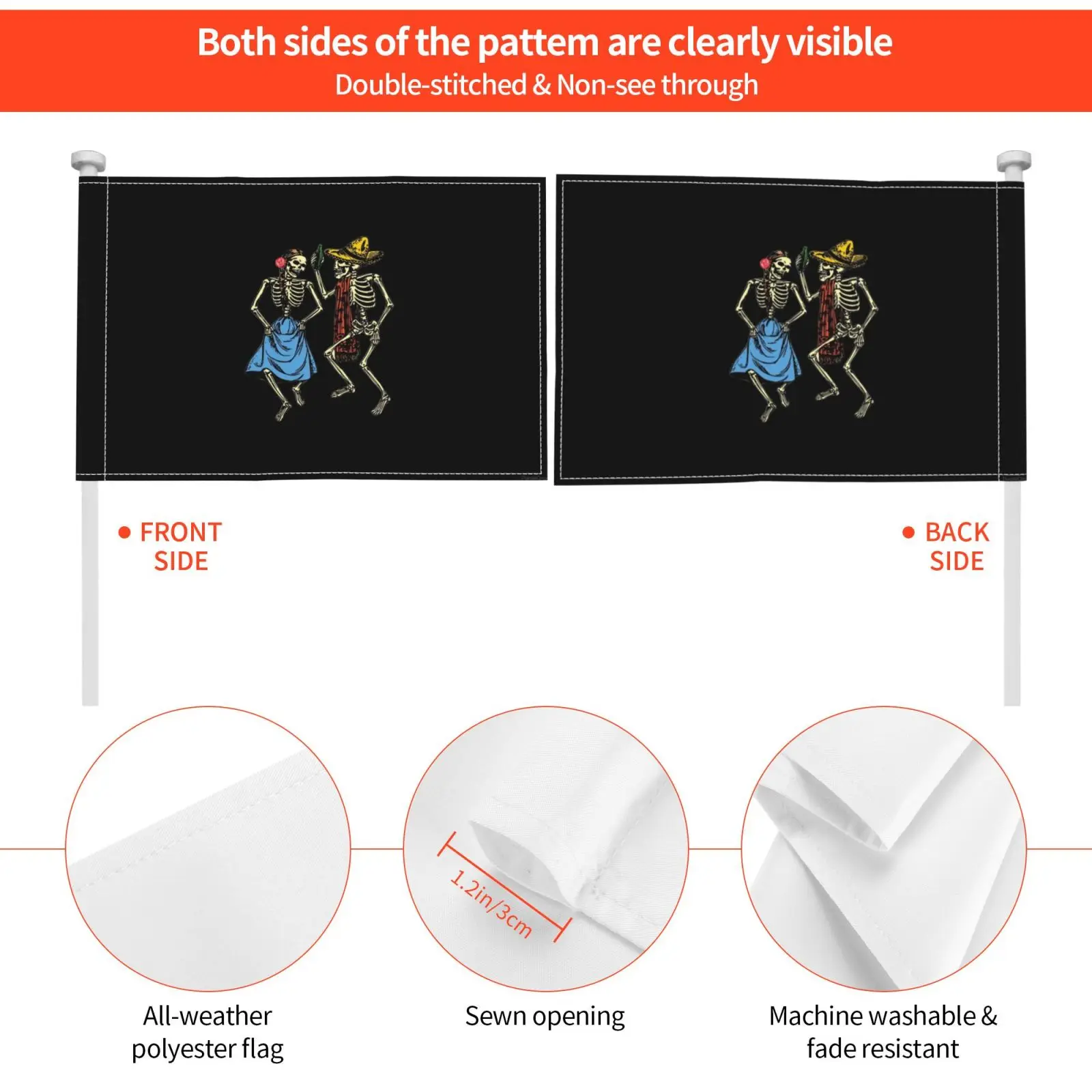 Мексиканский 2 уличный декор флаг автомобиля Мертвая голова хиппи блюз Череп