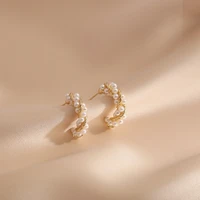 new korea fashion designer crystal pearl stud earring sweet flower stud earrings party jewelry for women temperament accessories