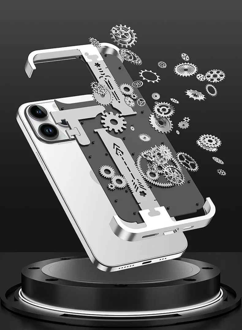 Original Wireless Charging Magnetic Phone Case For iPhone 14 Pro Max 13 12 Pro Max Metal Armor Shockproof Transparent Back Cover