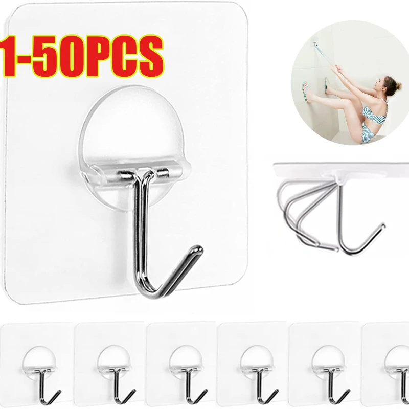 1-50 шт. крючки прозрачные клейкие настенные из нержавеющей стали прочная