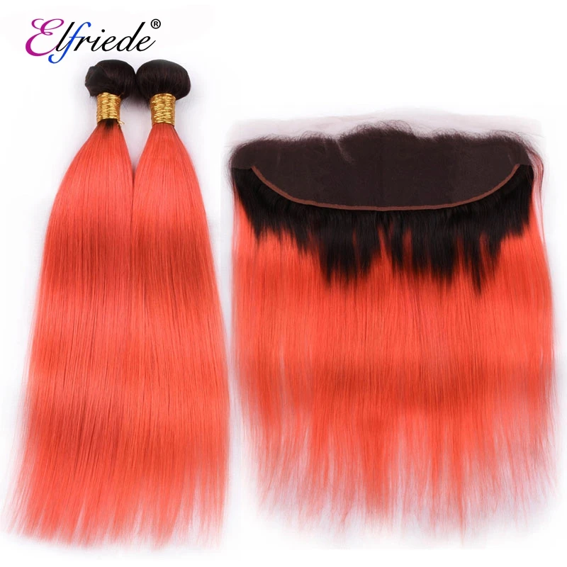 Elfriede 1B/оранжево-красные прямые волосы с эффектом омбре