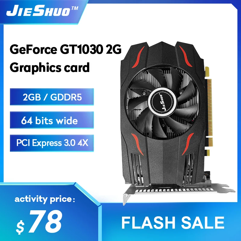 

JIEHSUO NVIDIA GeForce GT 1030 2 Гб 64 бит GDDR5 компьютерная видеокарта, NVIDIA GT 10 серии GT1030 NVIDIA Видеокарта