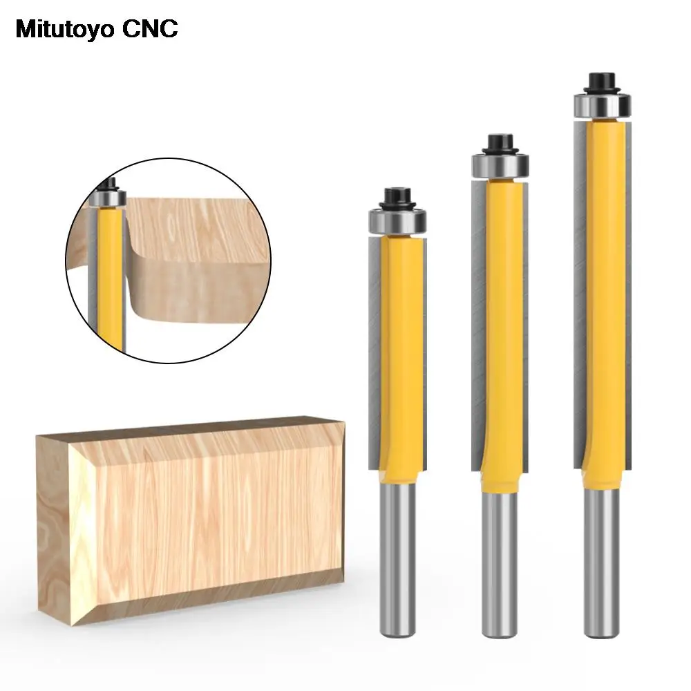 

LAVIE 8mm Shank Long Blade Flush Trim Router Bit With Bearing For Wood Template Pattern Bit Tungsten Carbide Milling Cutter
