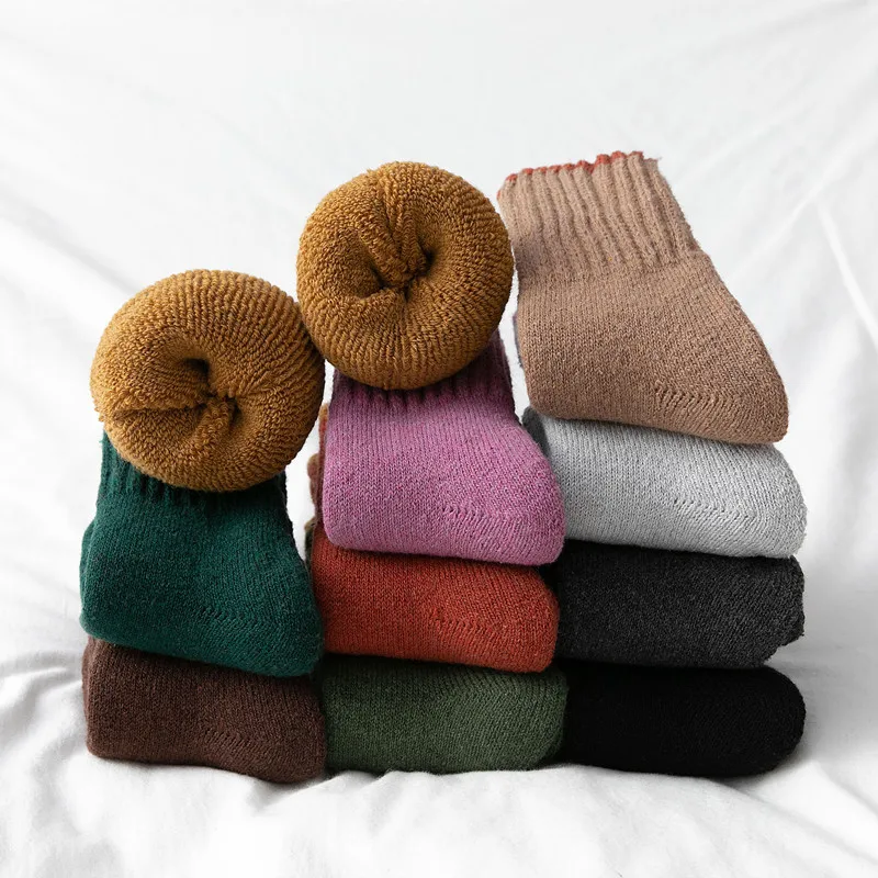 5 Pairs Autumn Winter Women Wool Socks Warmer Cashmere Thermal Thicken Kawaii Pack Gifts for Women