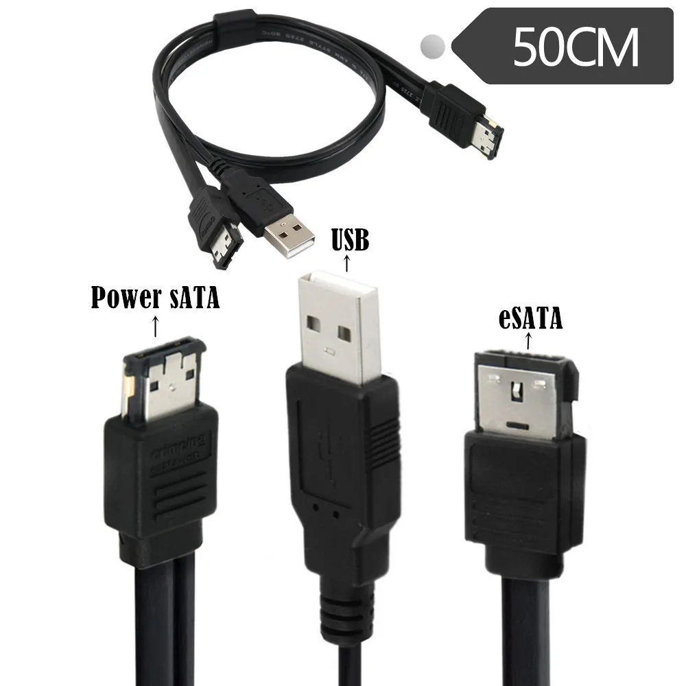 

ESATA+USB CABLE SIDE TO USB AM/ESATA CABLE SIDE ROUND CABLE L:50CM