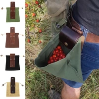 multi functional portable hiking outdoor bushcraft camping leather looping with button foldable bundle mouth canvas storage bag