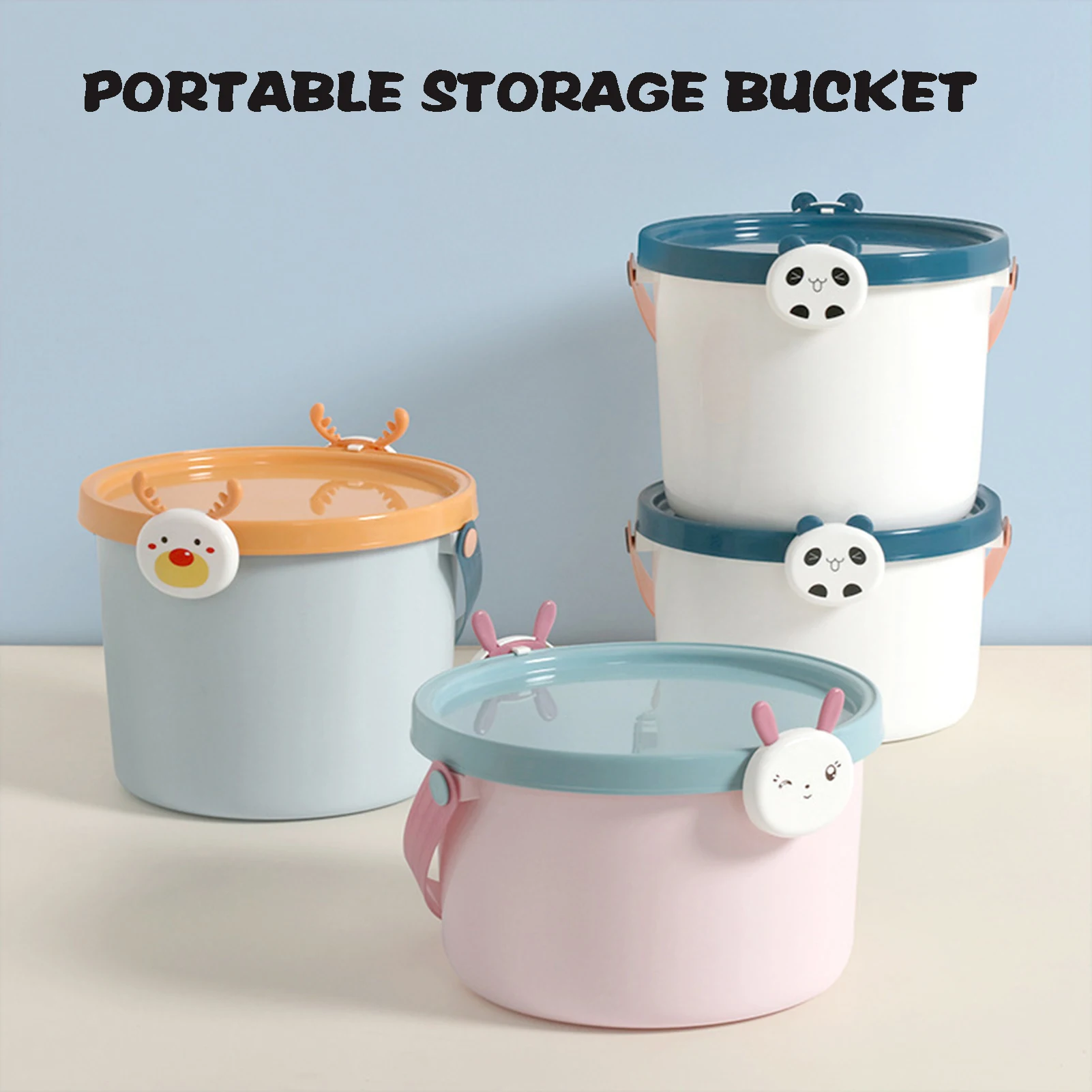 

Mini Portable Storage Bucket Durable Stable Creative Removable Bin with Lid Bucket Suitable for Kitchen Bathroom Pantry Office