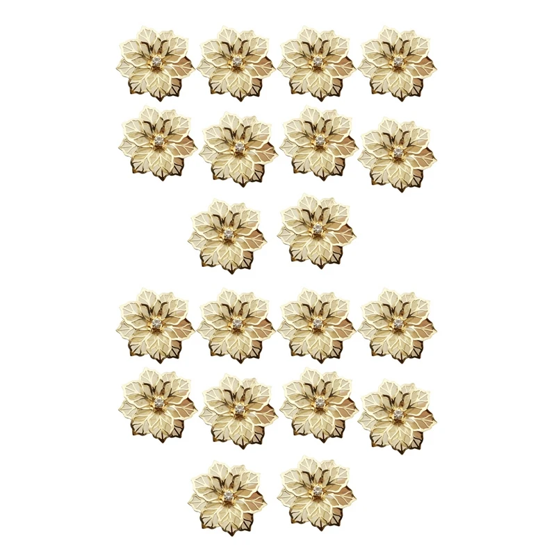 

20Pcs Flower Design Napkin Rings Metal Gold Napkin Buckle Napkin Ring Holder Hotel Restaurant Wedding Party