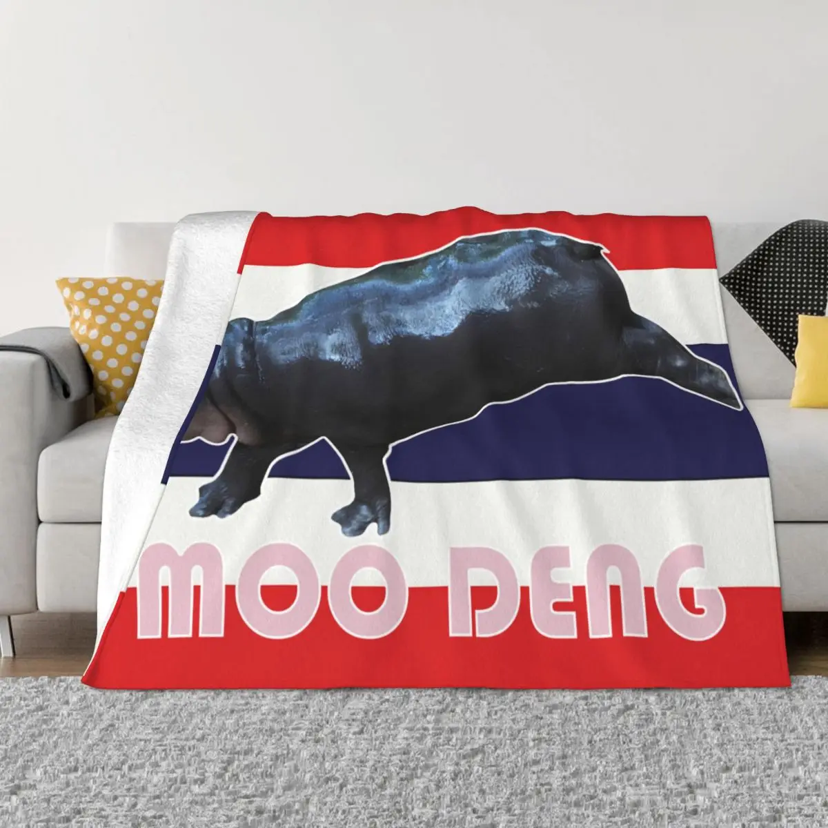 Одеяло Moo Deng в стиле хиппота таиландское одеяло с изображением животных звезд