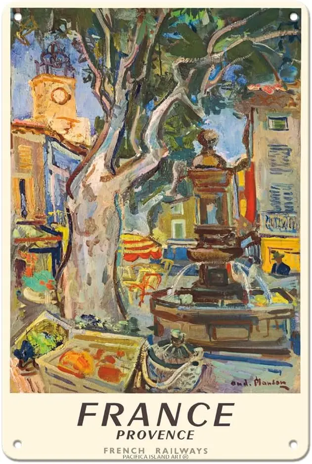fc slnd rt Прованс Фрнс Французский Ntonl Rlwys Mrket n x en - Плакат Vntge Trvel по ndré Plnson c.1957-8 12 nch M