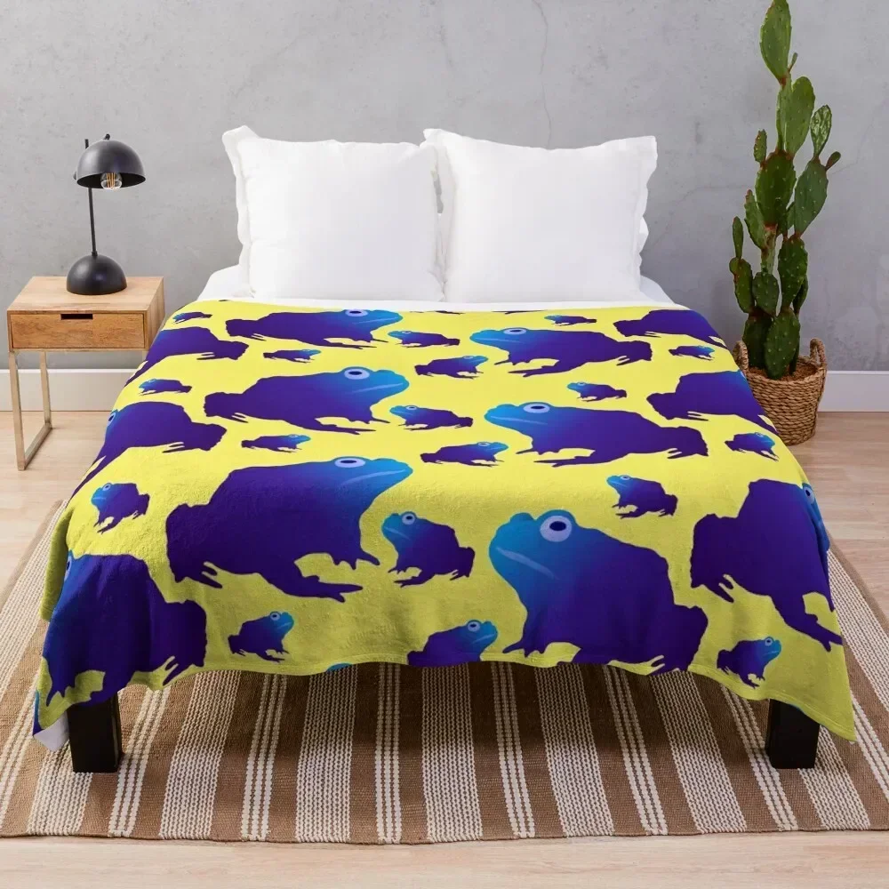 Голубая жаба с узором (на желтом) Пледы Модные диваны Одеяла для сна пикника