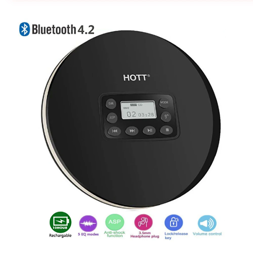 Портативный CD-проигрыватель с Bluetooth высокое качество звука наушниками