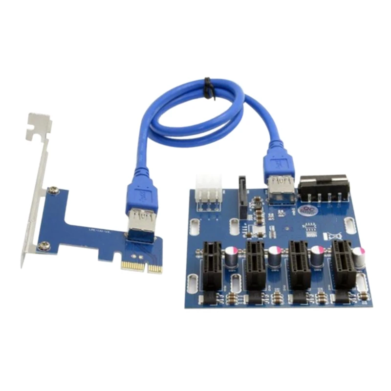 

Add in Card PCI-E 1 to 4 PCI Express Riser Card Mini ITX to External 4 PCI-E Slot Adapter PCIe Port Multiplier Card