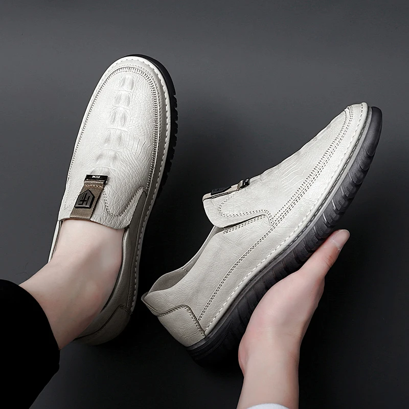 

Новинка 2023, дизайнерские крокодиловые туфли с узором, повседневная обувь, Высококачественная кожаная обувь на плоской подошве, повседневная спортивная обувь для ходьбы и бега