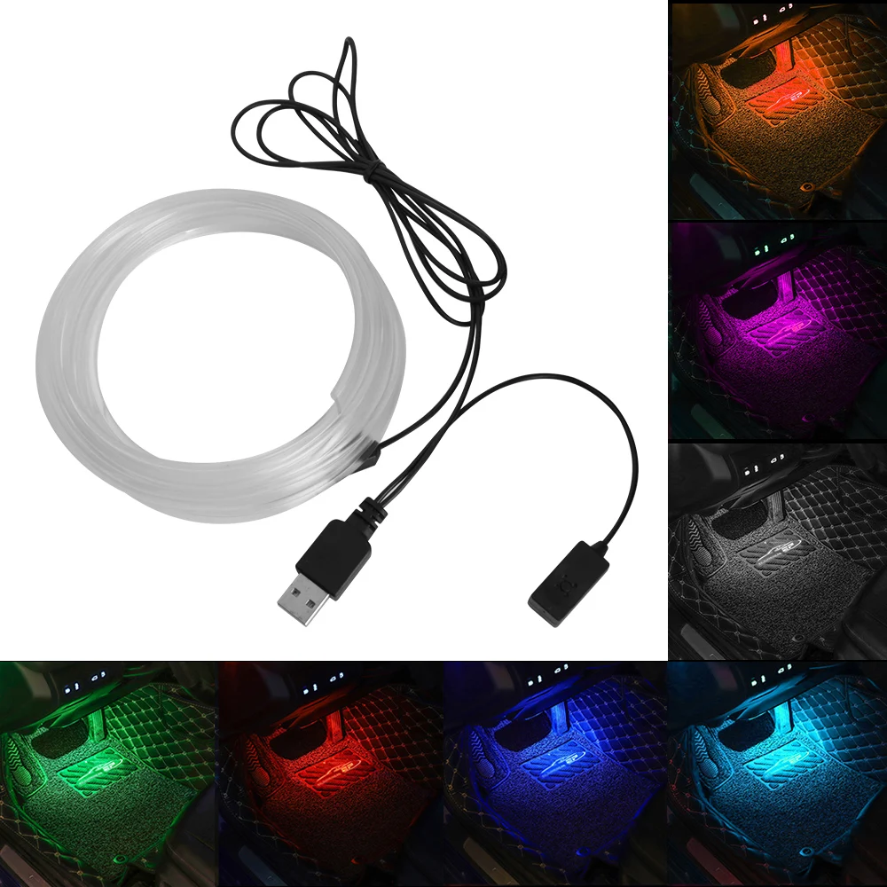 

LEEPEE Flexible 1M/2M/3M/5M EL Wiring Neon Strip Car Interior Led Decorative Lamp Auto DIY Ambient Light USB Atmosphere Light