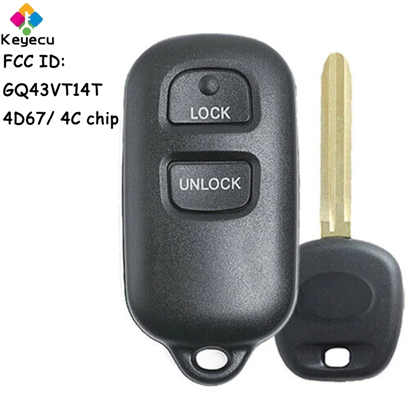 

KEYECU Remote Key With 3 Buttons + Transponder Key With 4D67 4C Chip for Toyota Corolla Matrix Camry Solara Sienna Fob GQ43VT14T