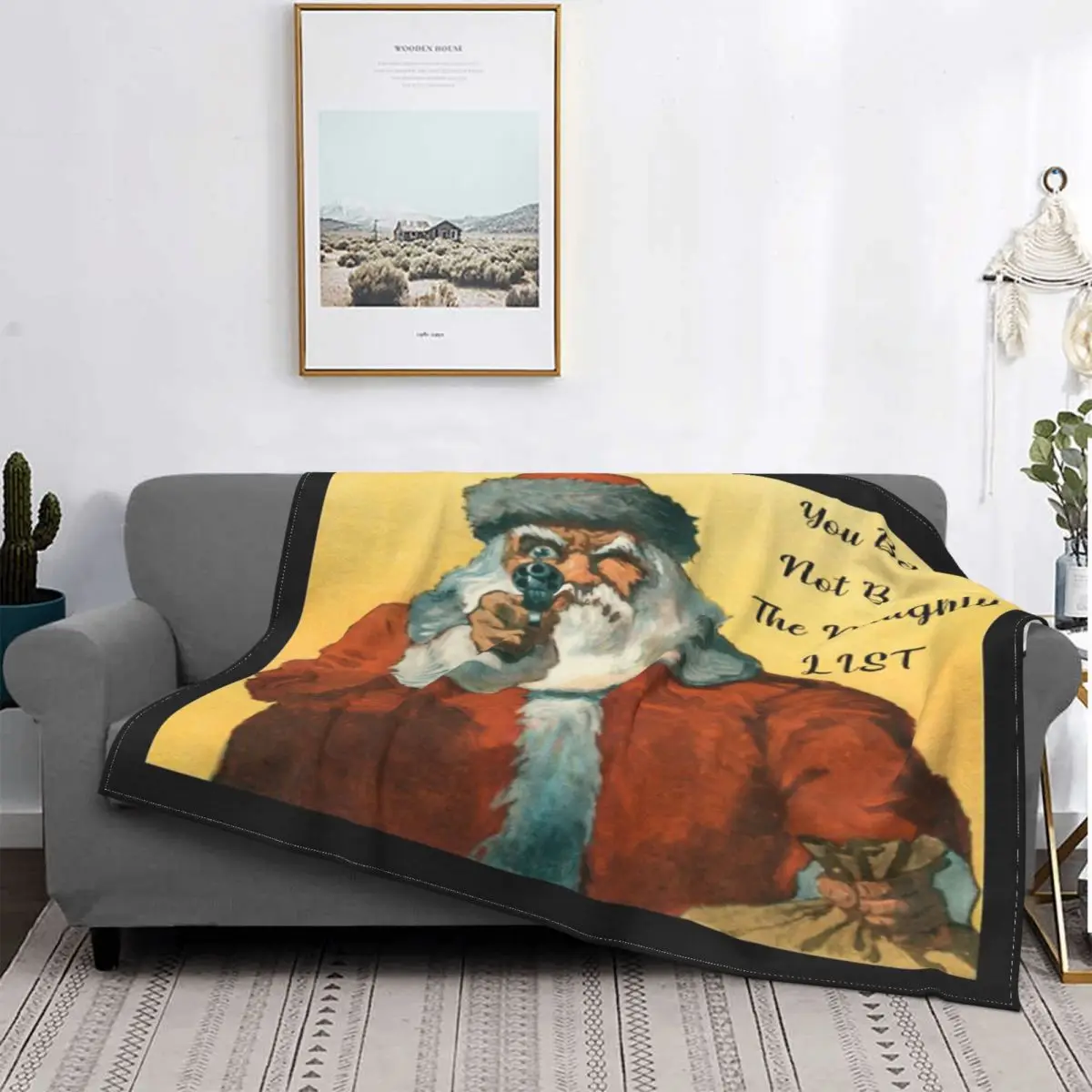

Santa- Gun toking Naughty List-Manta, colcha para cama, colcha a cuadros, manta para cama, Sudadera con capucha en el sofá