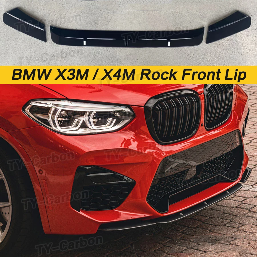 

Front Spoiler Bumper Lip For BMW X3M X4M 2019-2020 ABS Bright Black Car Lower Body Kit Splitter Guard Plate