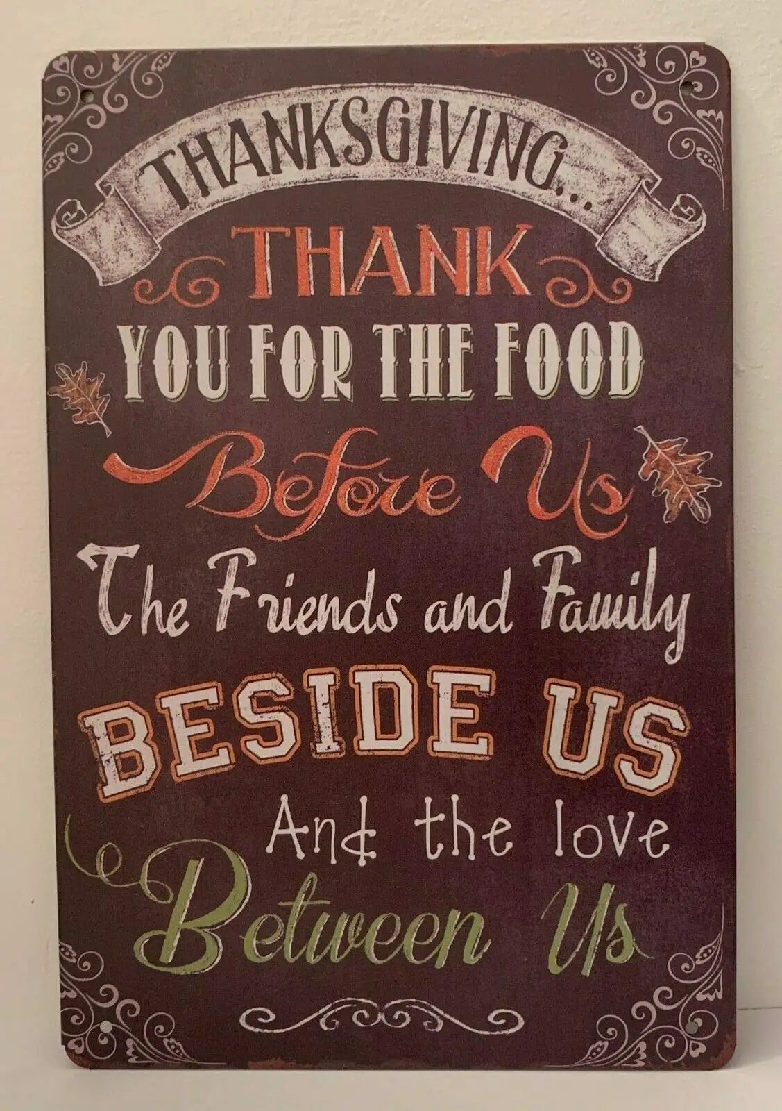 

Tin Sign Thanksgiving Friends Family Food Love Sayings Retro Metal Signs Plaques Retro Wall Home Bar Pub Vintage Cafe Decor, 8x1