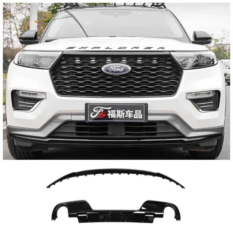 

For Ford Explorer 2020 2021 2022 2023 High Quality ABS Bright Black Car Bumper Front Lip Rear Diffuser Spoiler Cover Body Kit