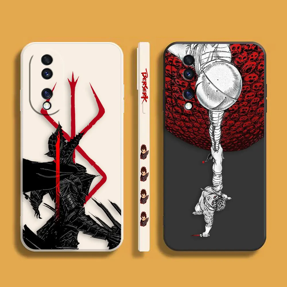 

Berserk Manga Guts Phone Case For Honor 8X 9 10 20 30 30S 50 50 60 60 70 80 80 GT SE 5G PRO PLUS Colour Liquid Case Funda Shell