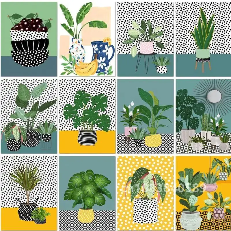 PhotoCustom Картина по номерам Флора для взрослых Пейзажная краска на холсте DIY Рамка