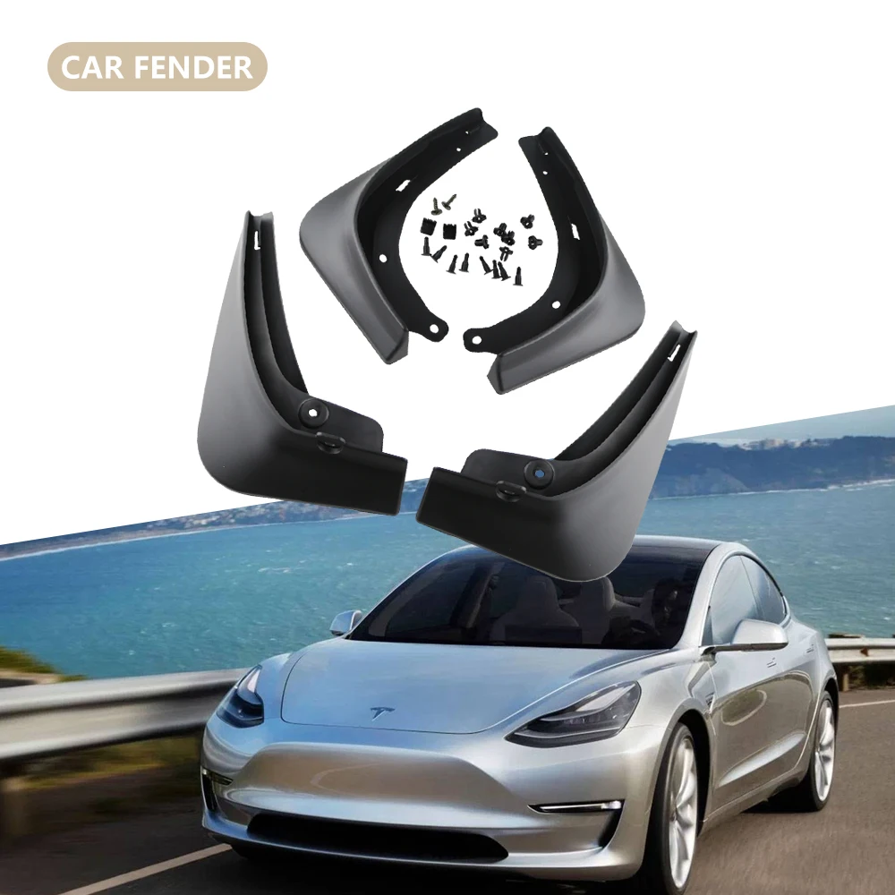 

4 шт./компл. брызговики для Tesla Model 3 2016-2021 2022 2023 + брызговик переднего и заднего колеса, крыло
