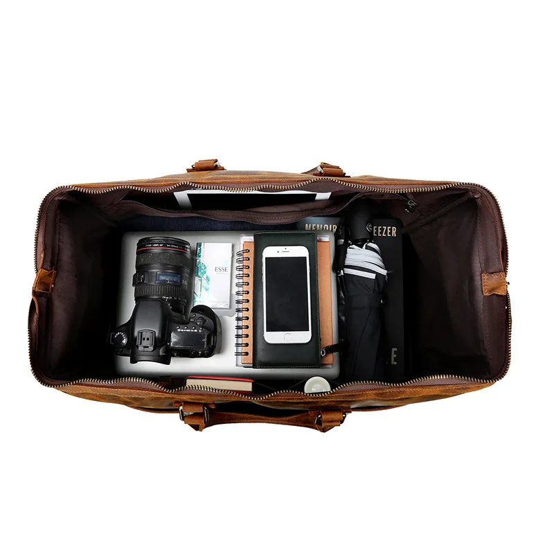 Men's Retro Leather Travel Bag First Layer Cowhide Large-capacity Travel Bag Business Trip Handbag Shoulder Messenger Bagpopular