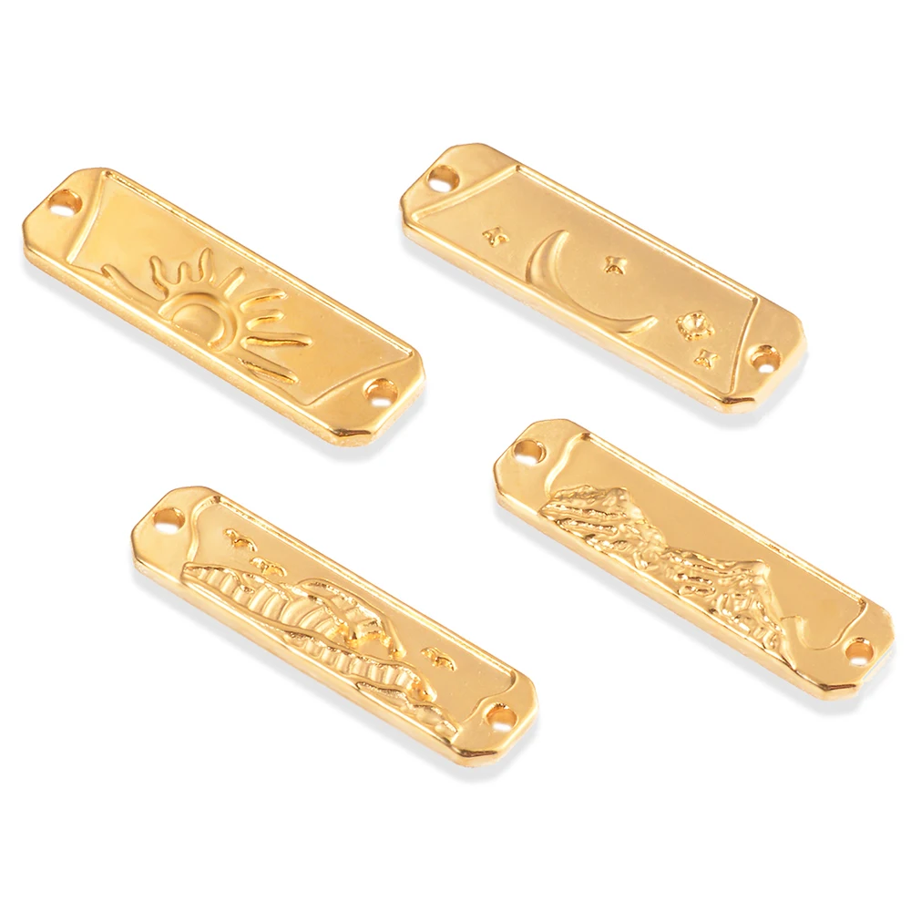 5pcs/lot Stainless Steel Oil Pressure Moon Sun Mountains Charms Pendant For DIY Fashion Necklace Bracelets Jewelry Accessories