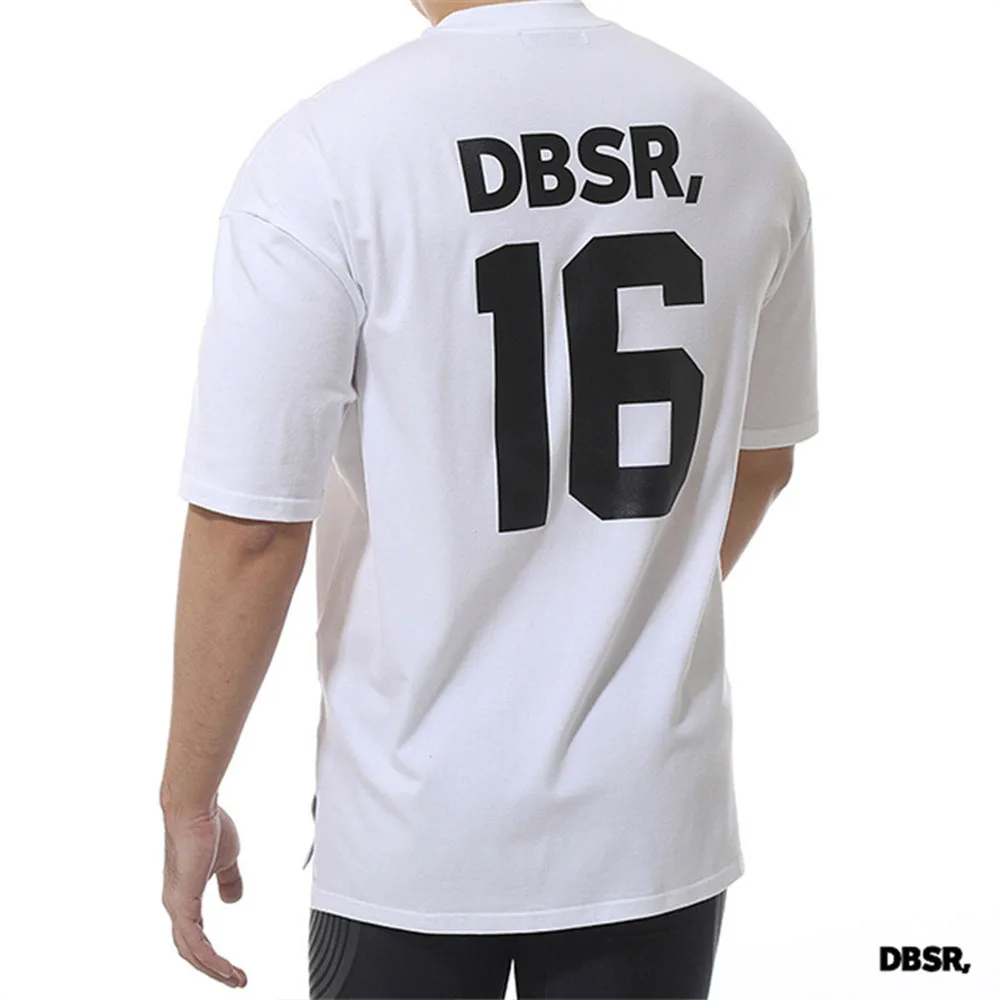 

Summer New Men's T Shirts Oversized Loose Fitness Sports Clothes Retro Short Sleeves Fashion 16 Letters Print O Neck T Shirts Fo