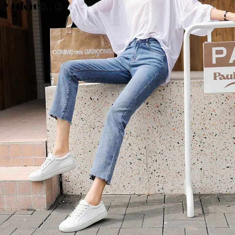 

Fashion Slim Fit Washed Female Denim Trousers Girl Jean Classic Jeans For Women High Waist Ankle Length Straight Pants Trend