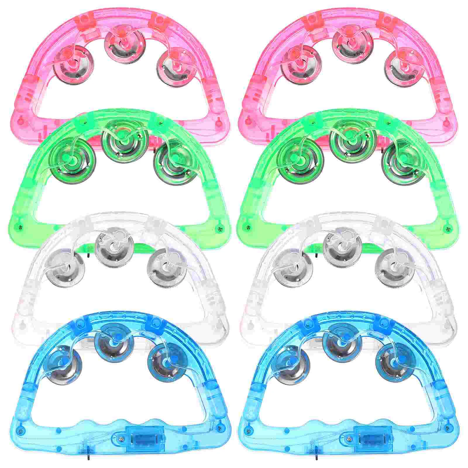 

8 Pcs Flash LED Tambourine Double Row Flashing Handbell Toys Plastic Luminous