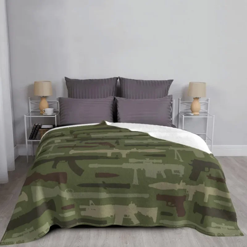 

Vintage Military Weapons Gun Flannel Decoration Portable Soft Throw Blankets For Bed Bedroom Rug Piece