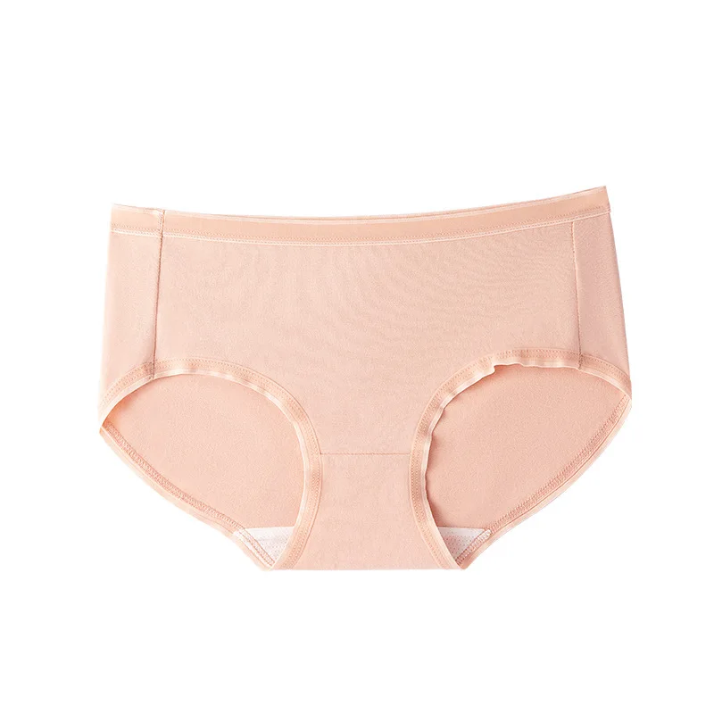 

4PCS New Women's Breathable Underwear Female Summer Solid Color Mid-waist Cotton Crotch Panties Teenage Students Briefs