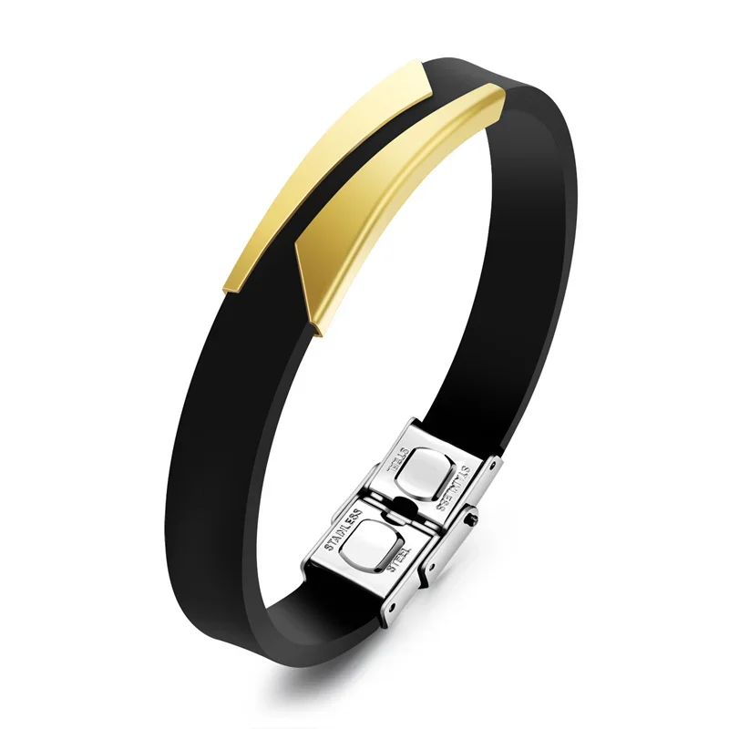 Браслет из нержавеющей стали мужской наручный браслет черный резиновый