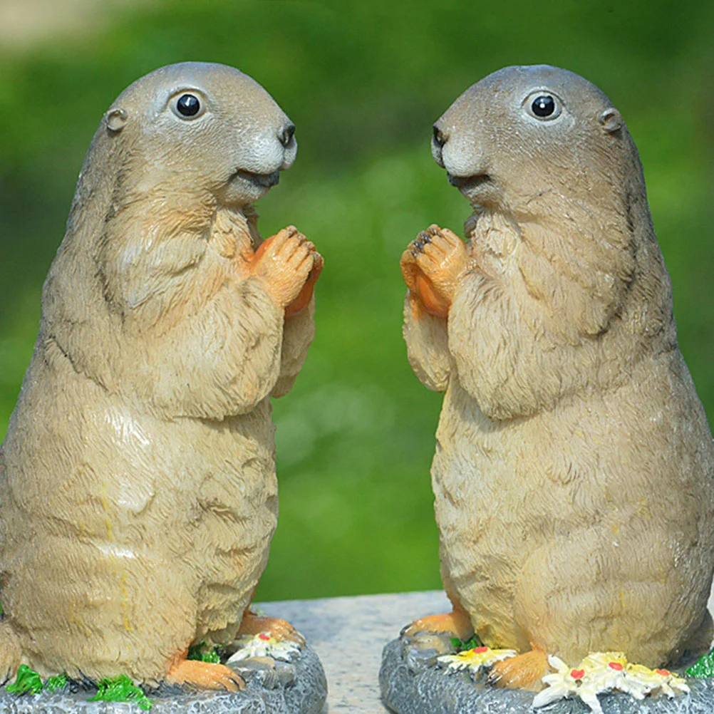 

Sculpture Miniature Garden Figurines Marmot Resin Figures Ornament Gift for Landscape Kids Room Car Cake Table Decor