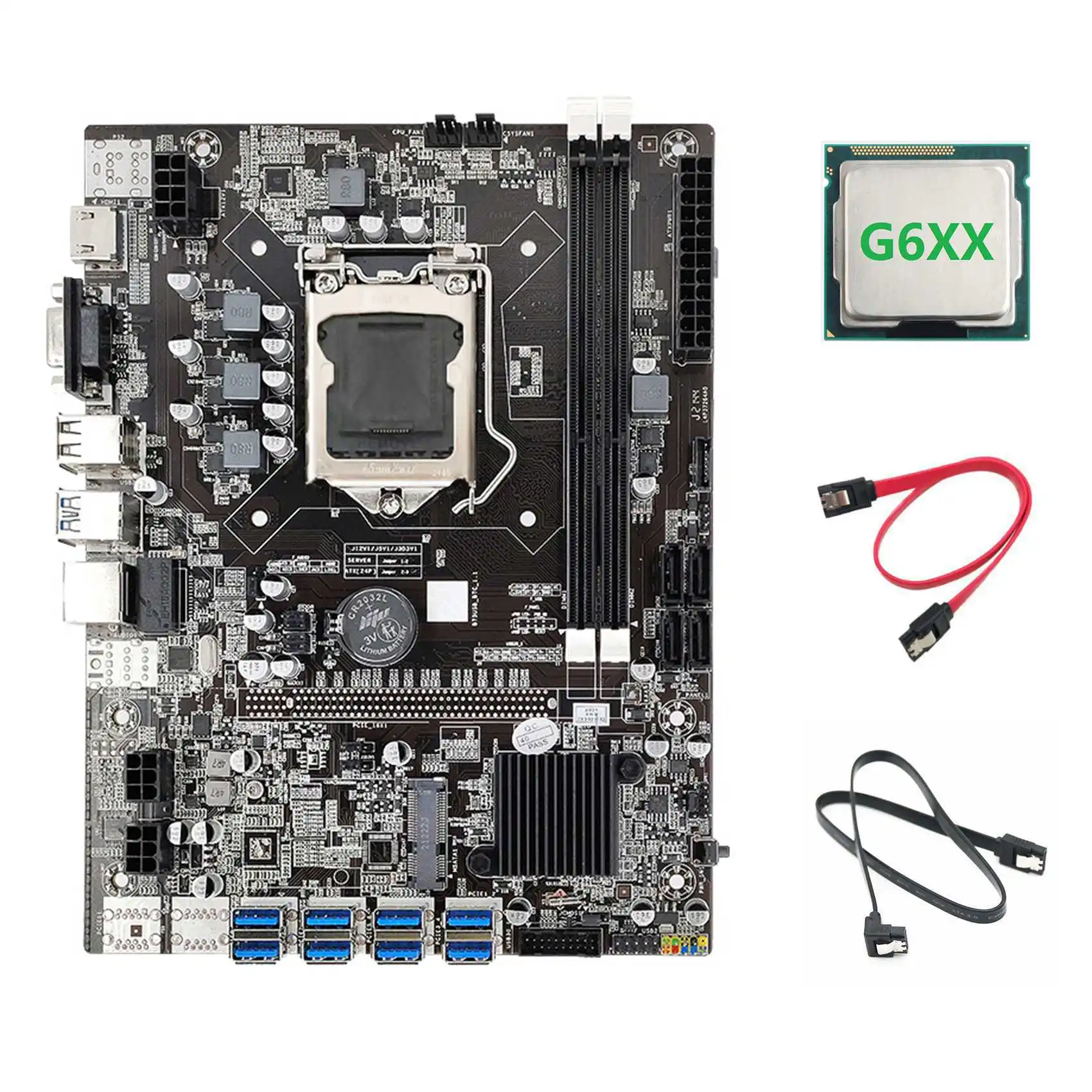 

B75 ETH Mining Motherboard 8XPCIE USB Adapter+G6XX CPU+2XSATA Cable LGA1155 MSATA B75 USB Miner Motherboard