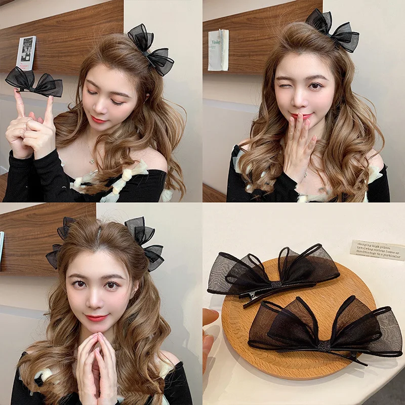 

1PC New Fashion Black Bow Hair Clips Barrettes Hairpin For Women Girls Hair Accessories Hairband