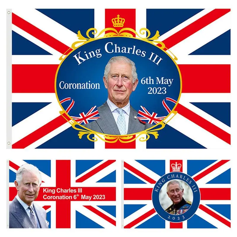 

King Charles III Flag Our New King Union Jack Flag British Decorations Durable Flag Decoration 3x5 FT Coronation Flags King